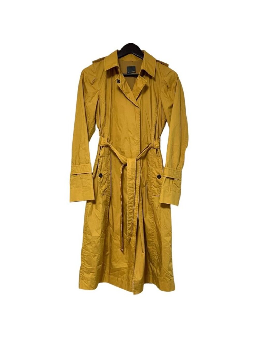 Fendi Silk Trench Coat Spring 38 Mustard Yellow